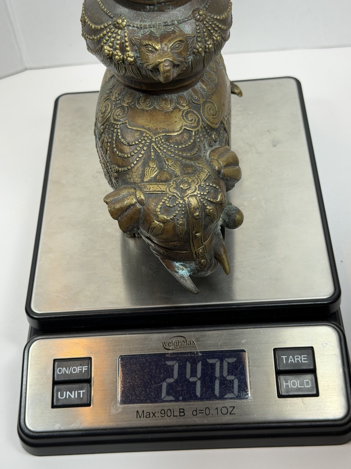 Vintage Chinese Bronze Elephant Censer Incense Burner Vase 7.5” Tall Heavy