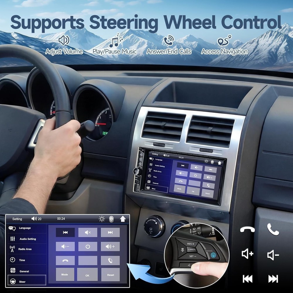 Double Din Multimedia Car Stereo + Backup Camera & Bluetooth