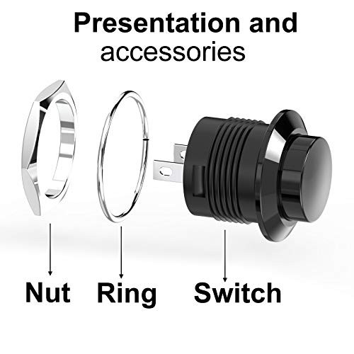 Momentary Push Button Switch Mini No Lock Round Switch AC 250V / 3A Black Cap