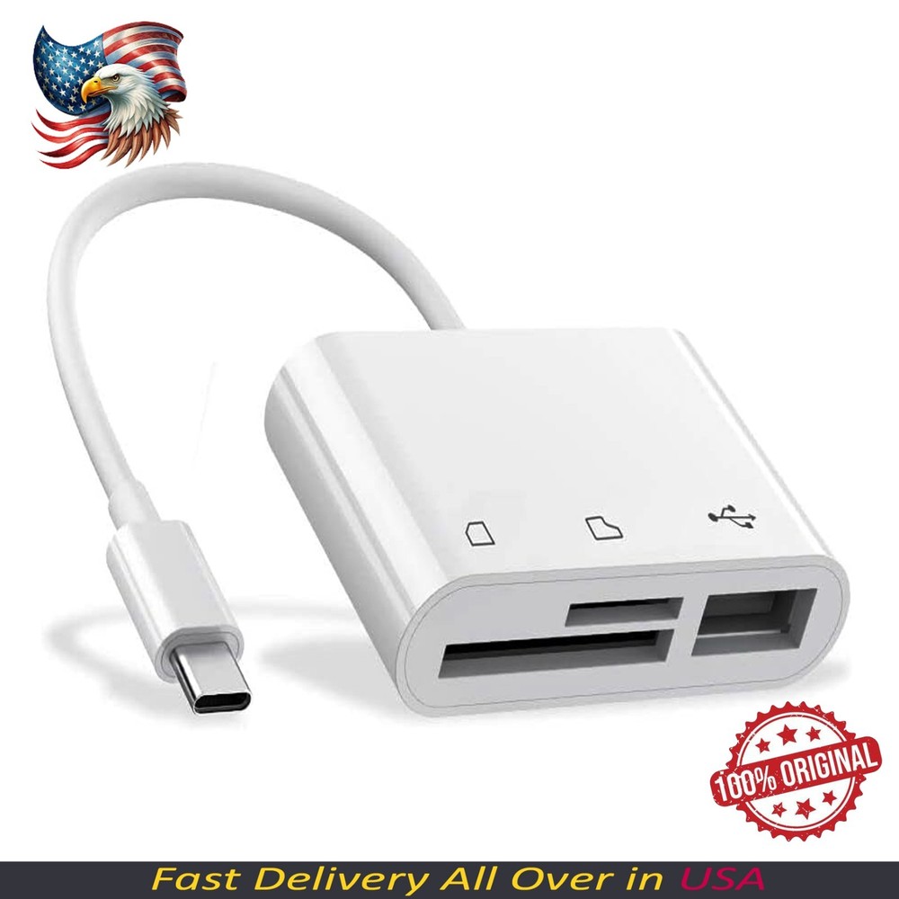 USB C to Micro SD TF Memory Card Reader, 3-in-1 USB C Camera Card Reader Adapter