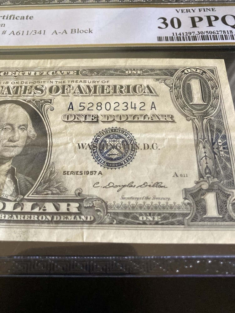 1957A Silver Certificate - Courtesy Autograph- Graded