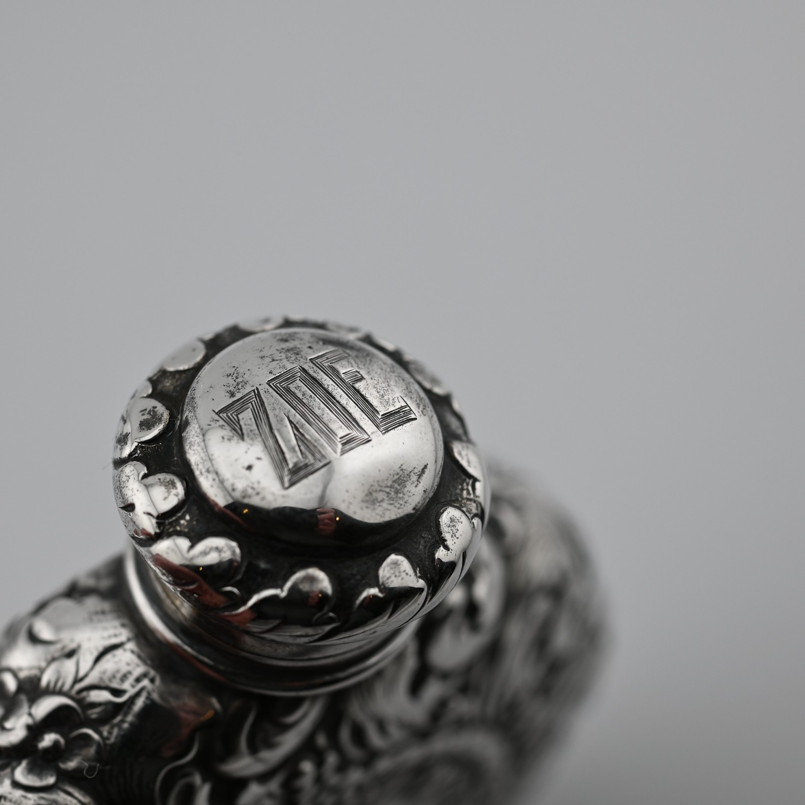 RARE Sterling Silver Tiffany & Co. Flask Aesthetic ornate scroll c1890 ~3/4 Gill