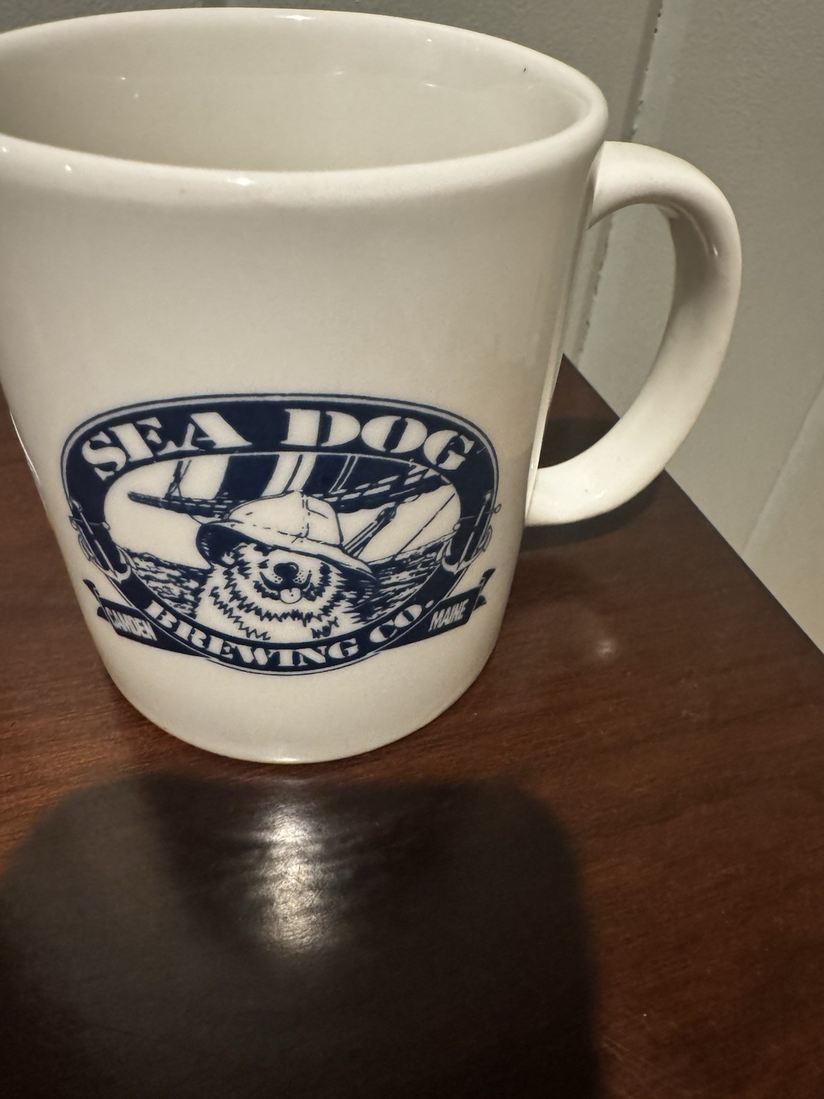 Vintage White Sea Dog Brewing Company Camden Maine White Mug Cup Double sided