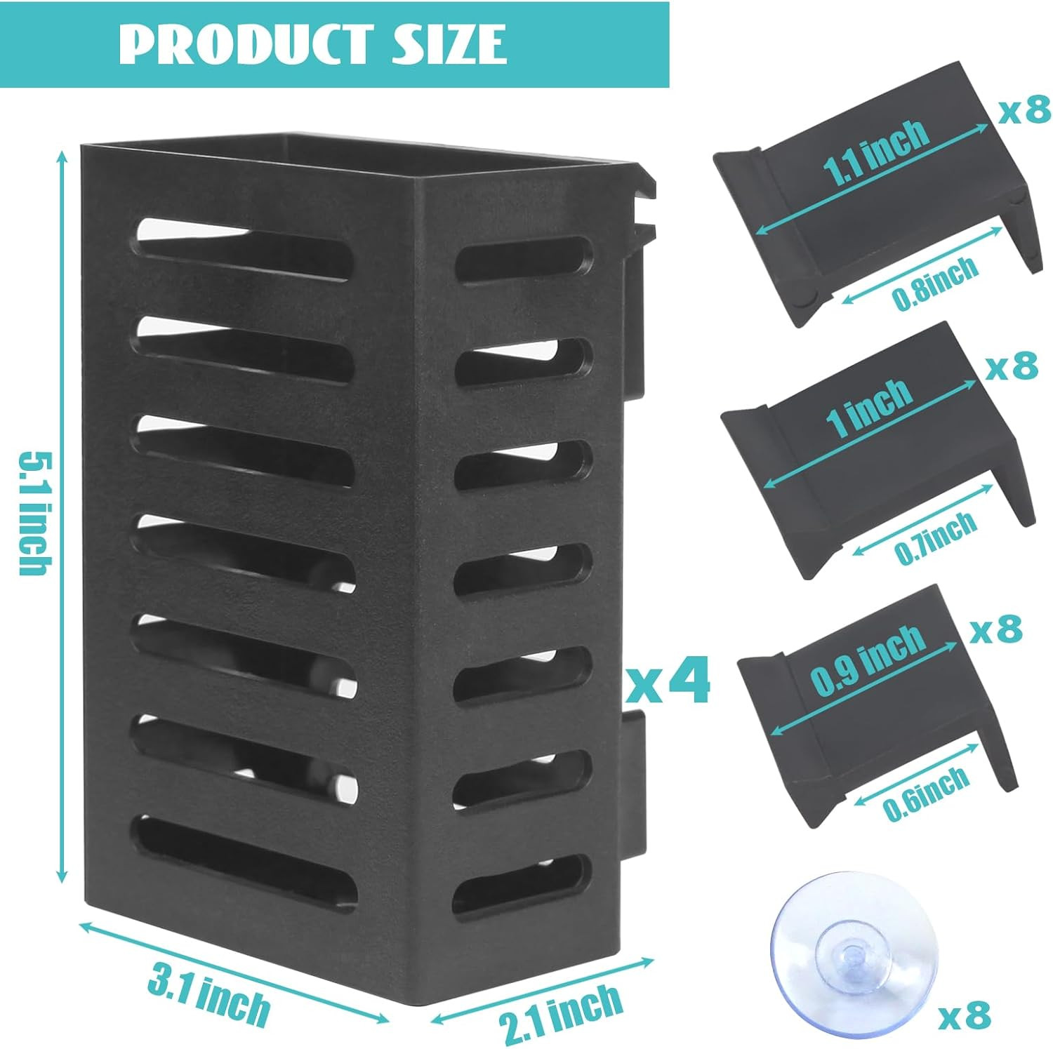 4 Pcs Aquarium Plant Holder, Fish Tank Plant Holder with Hooks and Suction Cups,