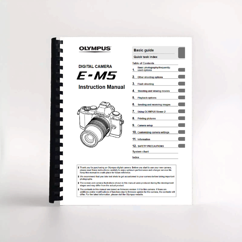 Olympus E-M5 Digital Camera INSTRUCTION MANUAL