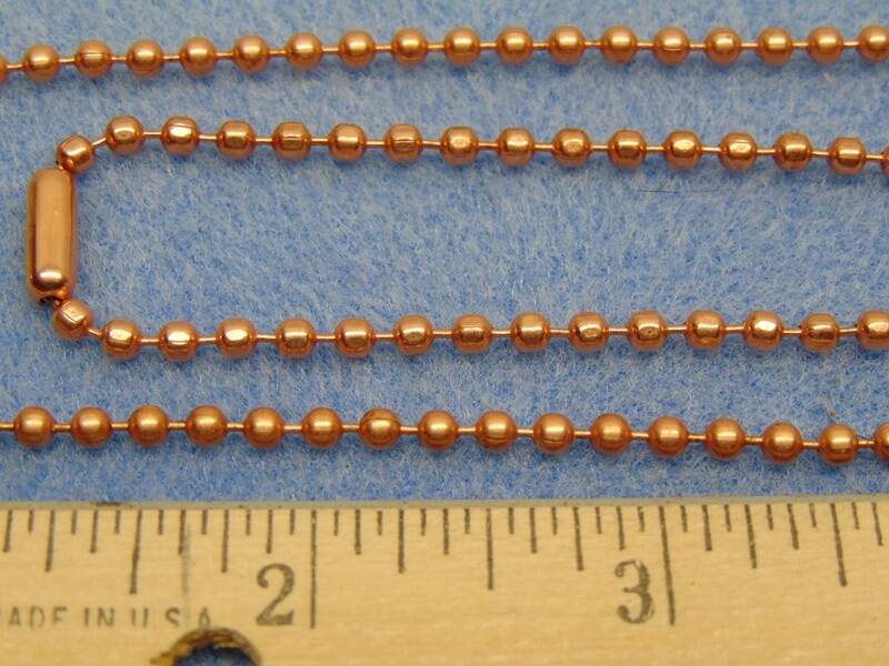 Solid COPPER BALL CHAIN Necklaces ~ 3.2mm bead ~ Round ~ Faceted ~ or Ball +Bar