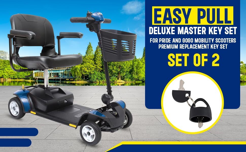 Deluxe Easy Pull Key Set for Pride Mobility Scooter - Premium Replacement Key