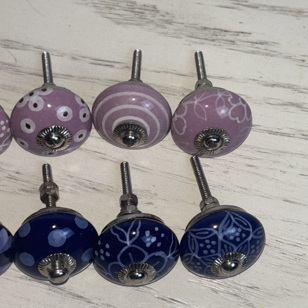 Drawer Cabinet Knobs Ceramic **ONLY LAVENDER AVAILABLE* 1.5" Diameter 2.5" Long
