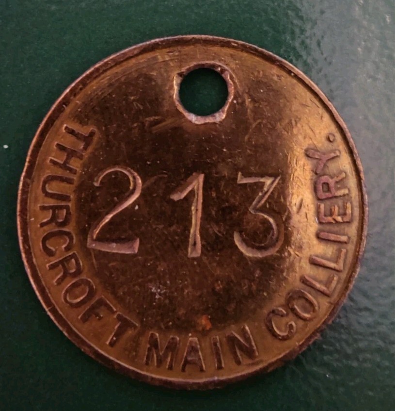 Thurcroft Main Colliery Pit Check Tally marked Thurcroft Main Colliery 213