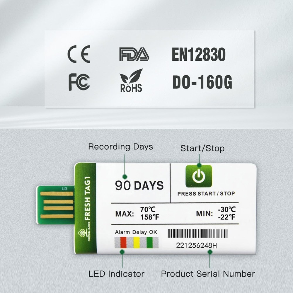 Freshliance 1pack Temperature Data Logger USB Disposable Temperature Recorder...