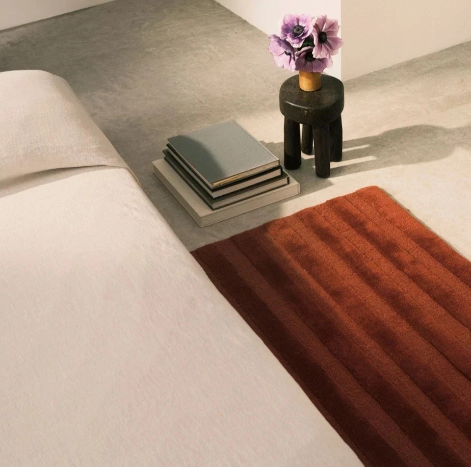 Hand Tufted Wool Area Rug 8x10 9x12 ft - Nordic Knots Striped Burgundy Area Rug