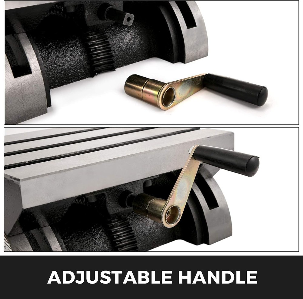 Versatile 10x7 Inch Tilting Milling Table with Easy Crank Handle Adjustment