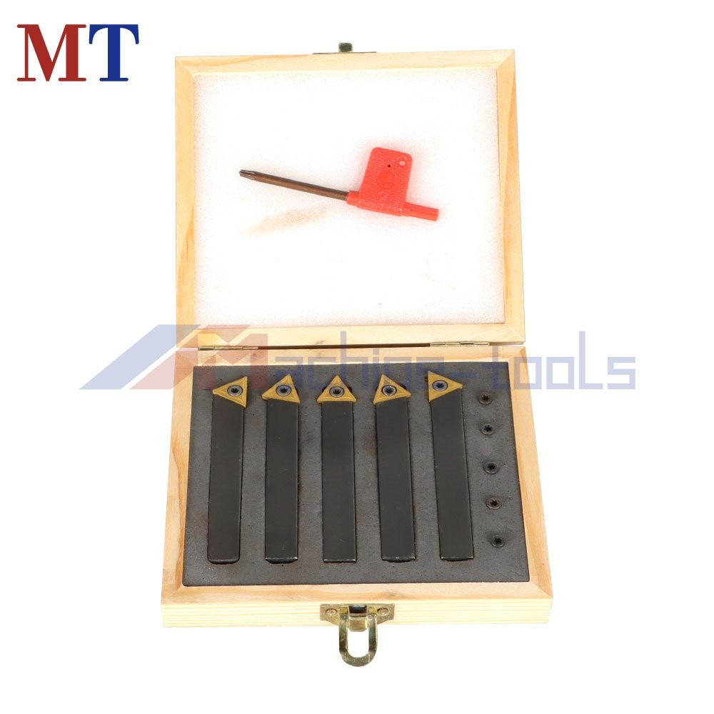 5 Pc 1/2 Inch Carbide Indexable Turning Tool Lathe Tool Bit With Carbide Inserts