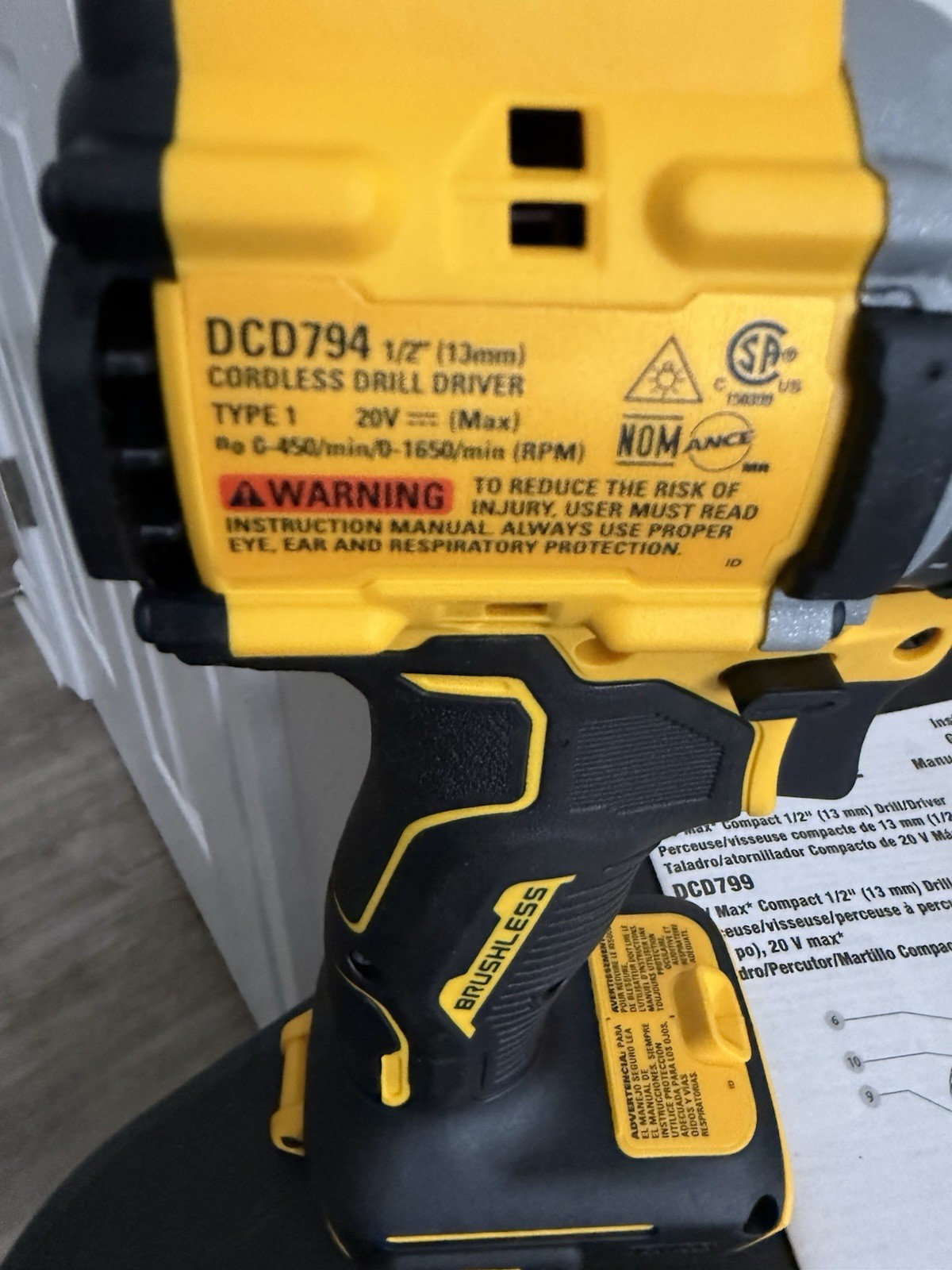 Genuine Dewalt DCD794B ATOMIC 20V MAX Brushless | Cordless | 1/2" Drill/Driver