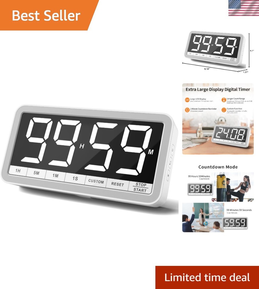 Portable Digital Timer with 7.8” Display & Rechargeable Battery - Cook & Learn