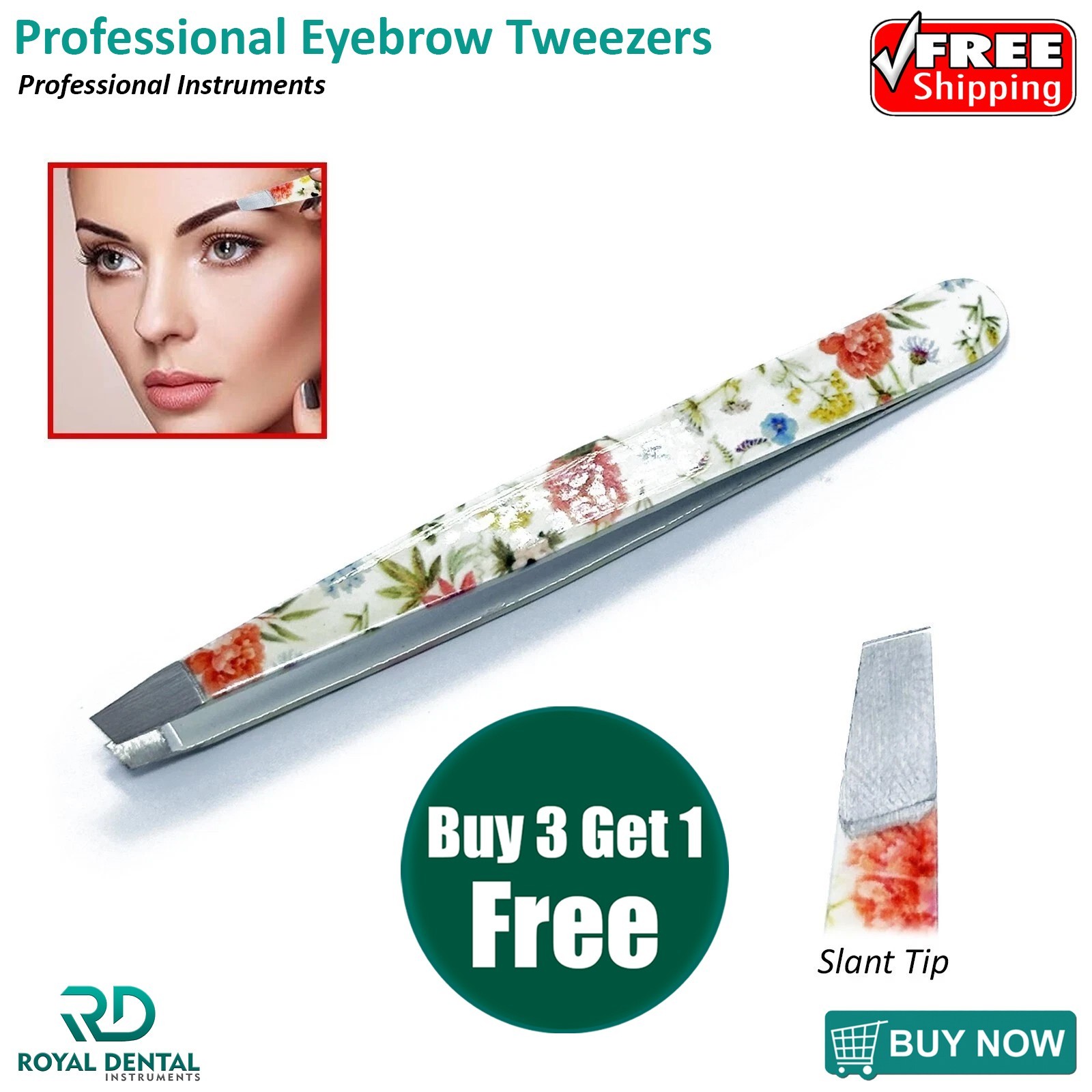 Pro Eyebrow Tweezers Professional Hair Beauty Slanted Tip Tweezer For Men &Women