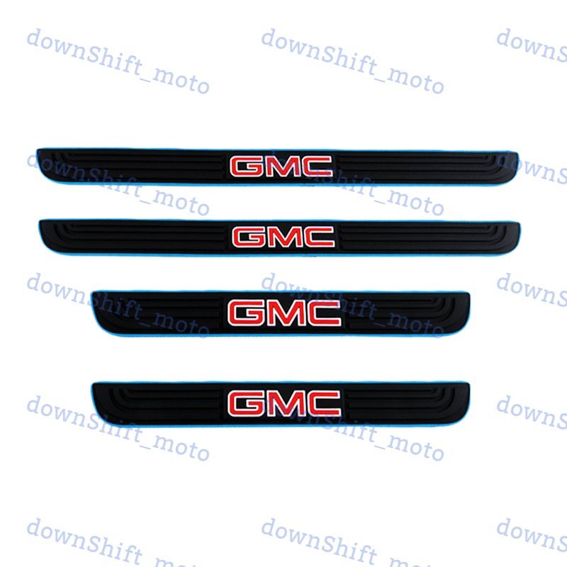 For 4PCS BlackGMCBlue Rubber Car Door Scuff Sill Cover Panel Step Protector