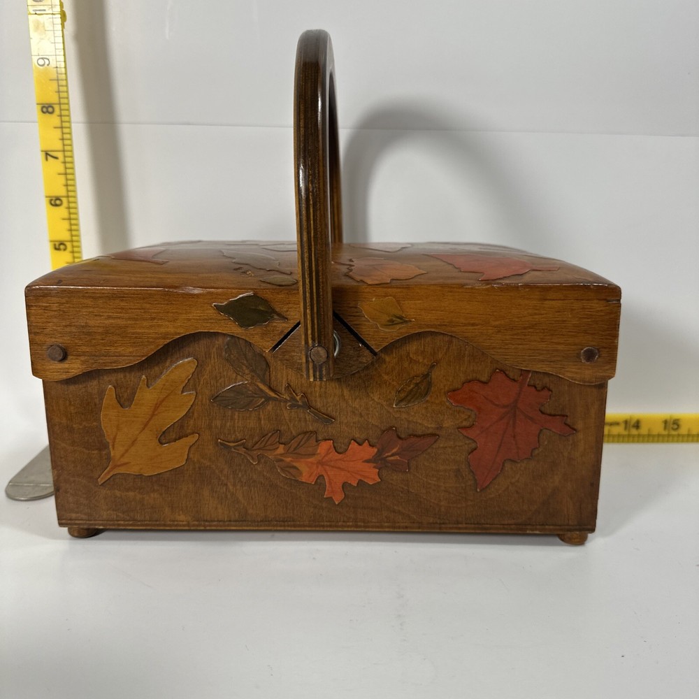 Box, Wood, Maple Leaf Laid, Storage, Sewing, Coffee Table Storage