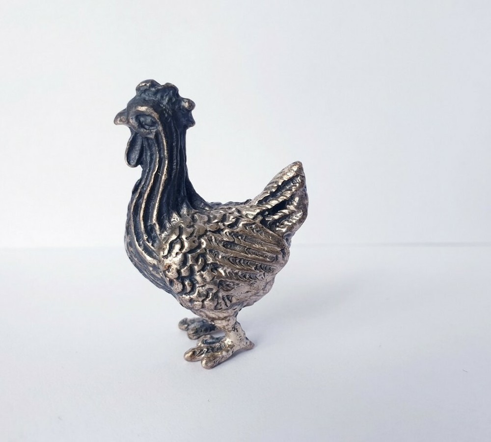 Vintage Solid Silver Italian made miniature Chicken Large