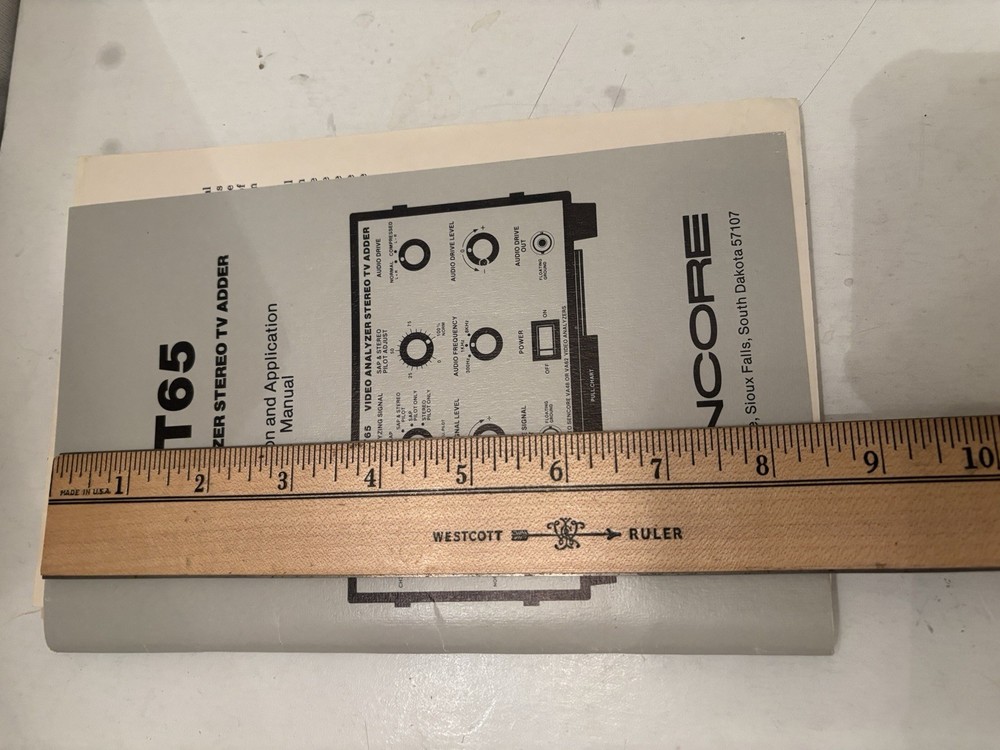 Sencore ST65 Video analyzer stereo TV adder - OPERATION & APPLICATION MANUAL