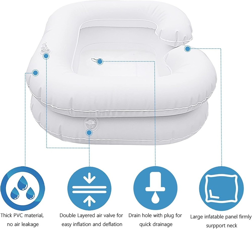 Inflatable Shampoo Basin for Bedside - Ideal for Bedridden & Mobility-Limited