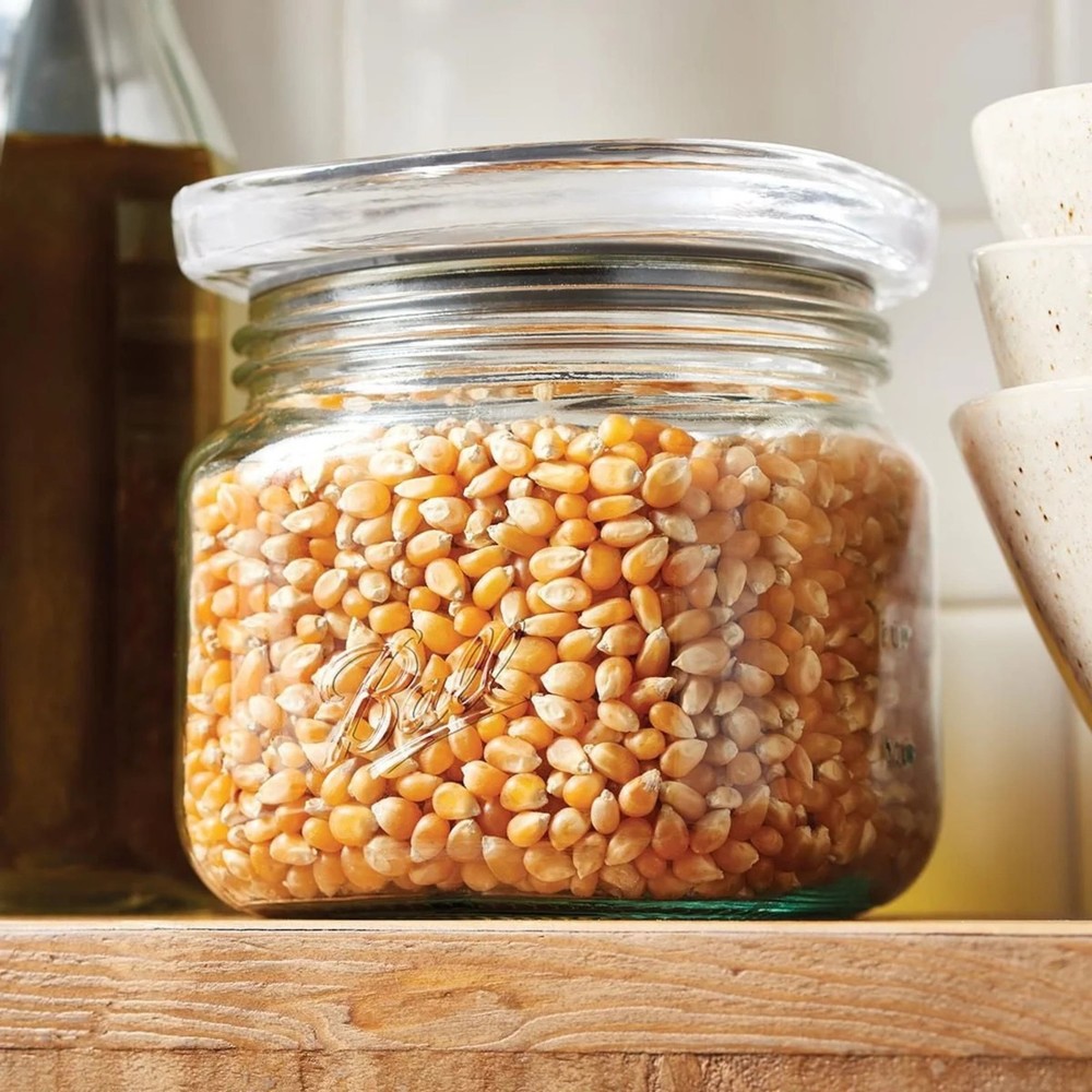 (2 pack Quart Glass Jar W/ Glass Lid 4 Cup Stackable Pantry Storage Container