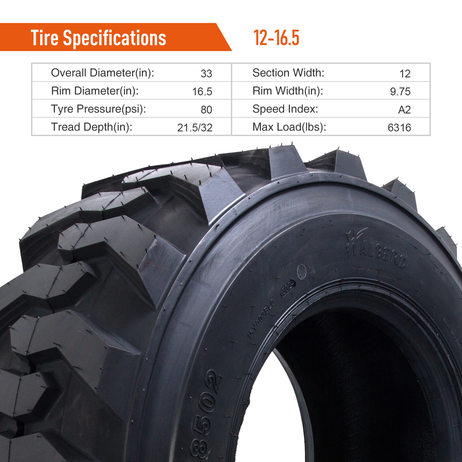 Set 4 12-16.5 Skid Steer Loader Tires 12x16.5 12PR SKS Long Wear Heavy Duty Tyre