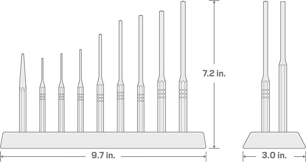 TEKTON Gunsmith Punch Set 18-Piece 66564 Pin Roll Pin Solid Center Precise Tips
