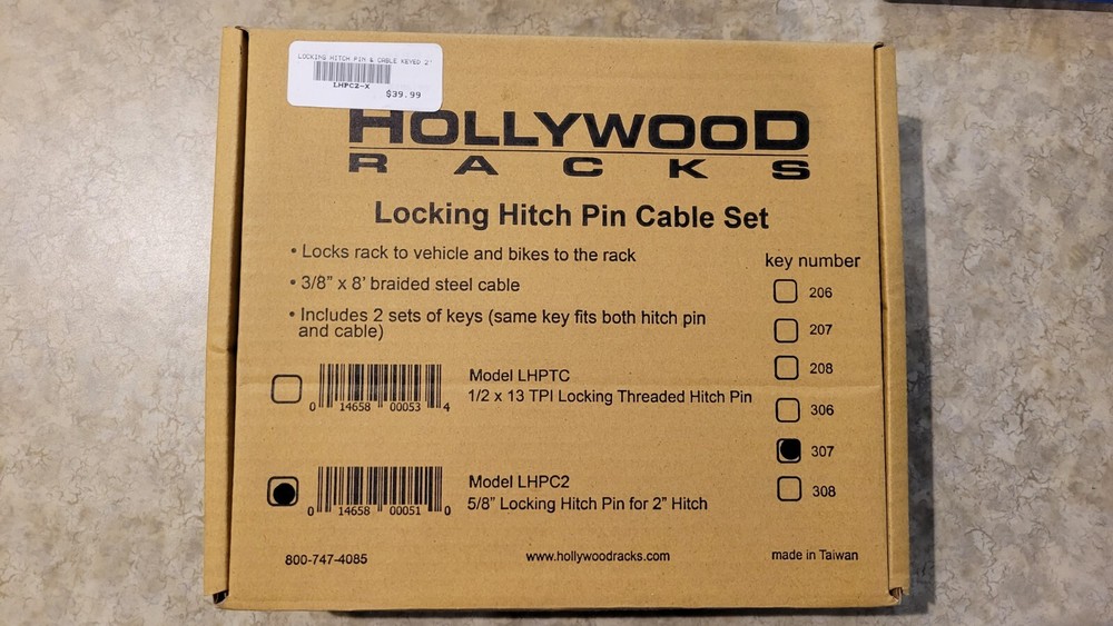 Hollywood Racks Locking Hitch Pin Cable Set (LHPC2)