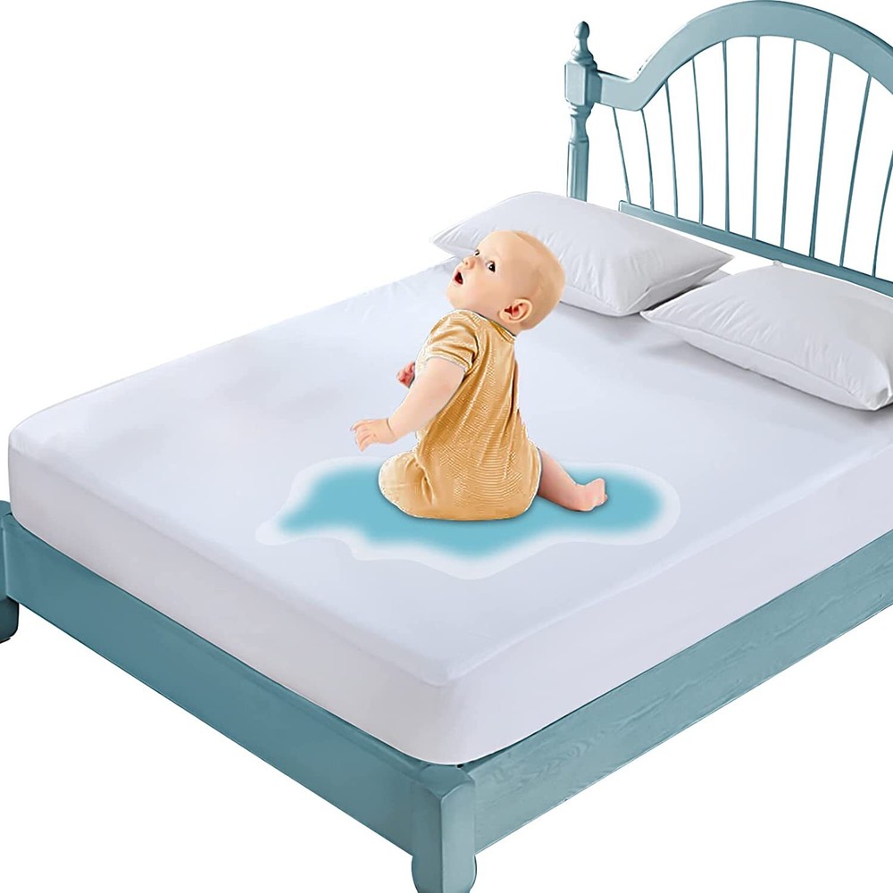 Waterproof Mattress Cover Polyester Top Matress Protector Deep Pocket Noiseless