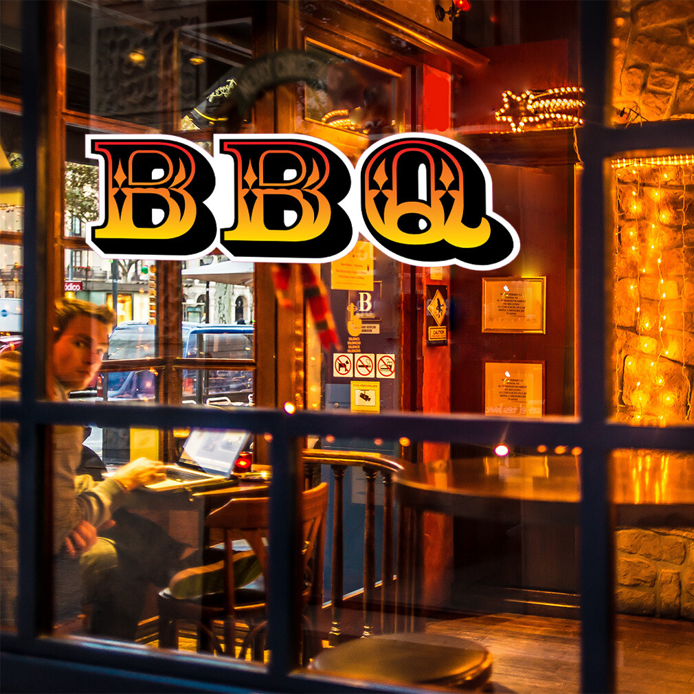 Food Truck Decals Bbq Style B Restaurant & Food Concession Concession Sign Black