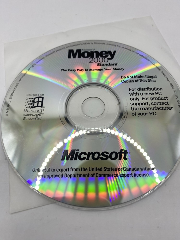 MICROSOFT MONEY 2000 Standard CD-ROM - No Product Code.