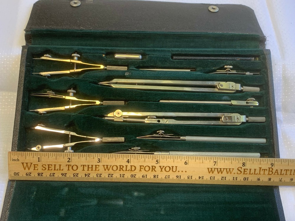 Post 1135 Drafting Engineers Tool Compass Set with Case Made In Germany