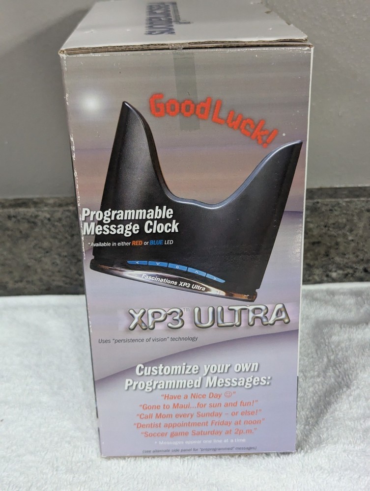 Vintage Fascinations XP3 Programmable Floating Message Clock Calendar w/ Box EUC