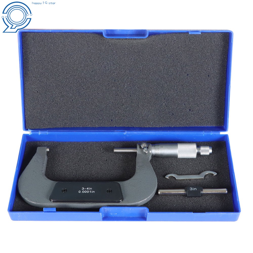 Outside Micrometer 3-4" 0.0001'' Premium Precision Carbide Tips Machinist New