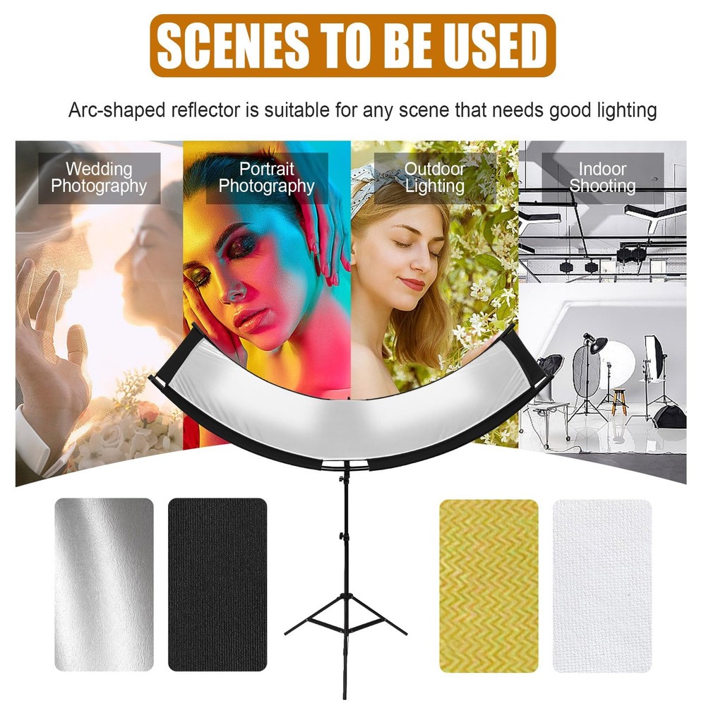 Clamshell Light Reflector Diffuser with Stand and Carrying Bag, 70"x24"/180x6...