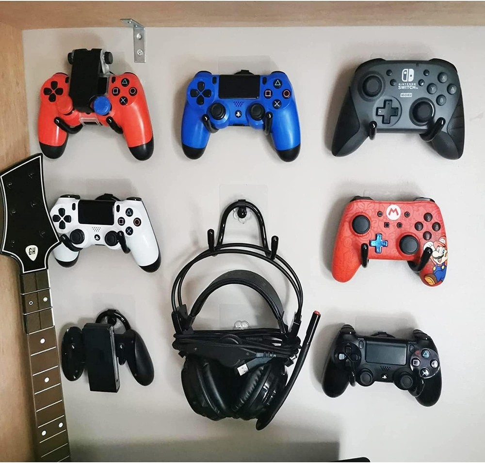 3 Pack Self Adhesive Game Controller Wall Mount Holder No Drill Storage Stand US