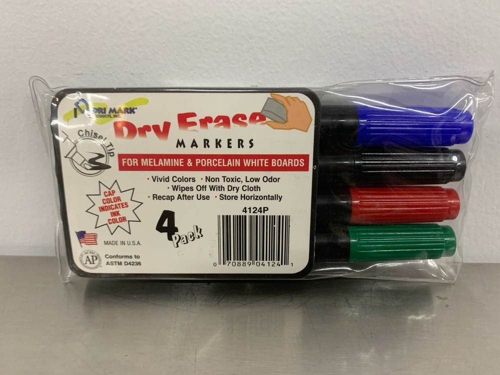 Dri Mark Dry-Erase Markers - 4 Pack Chisel Tip