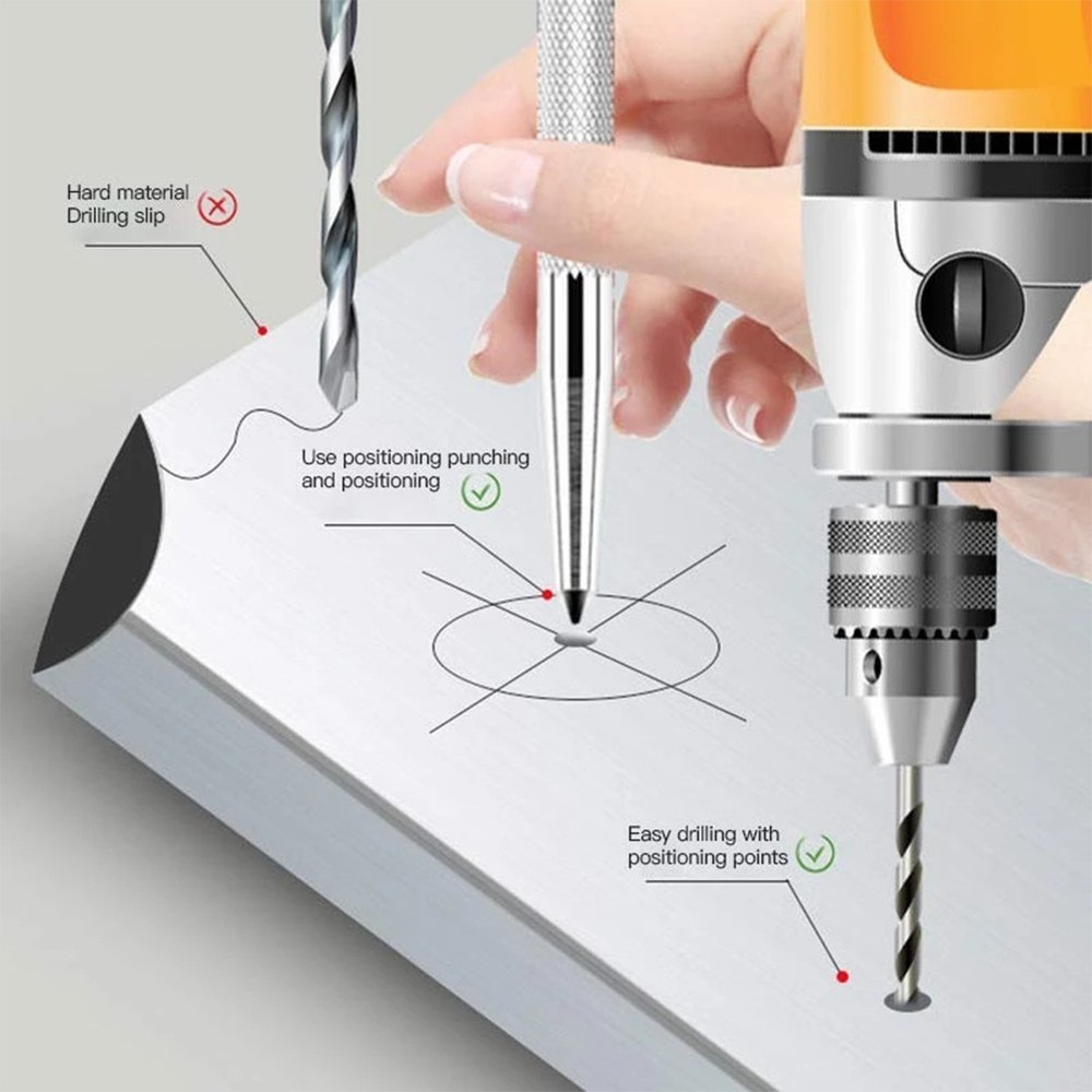 Punching Tip Silver Drilling Marking Bright Chrome Centering Positioning
