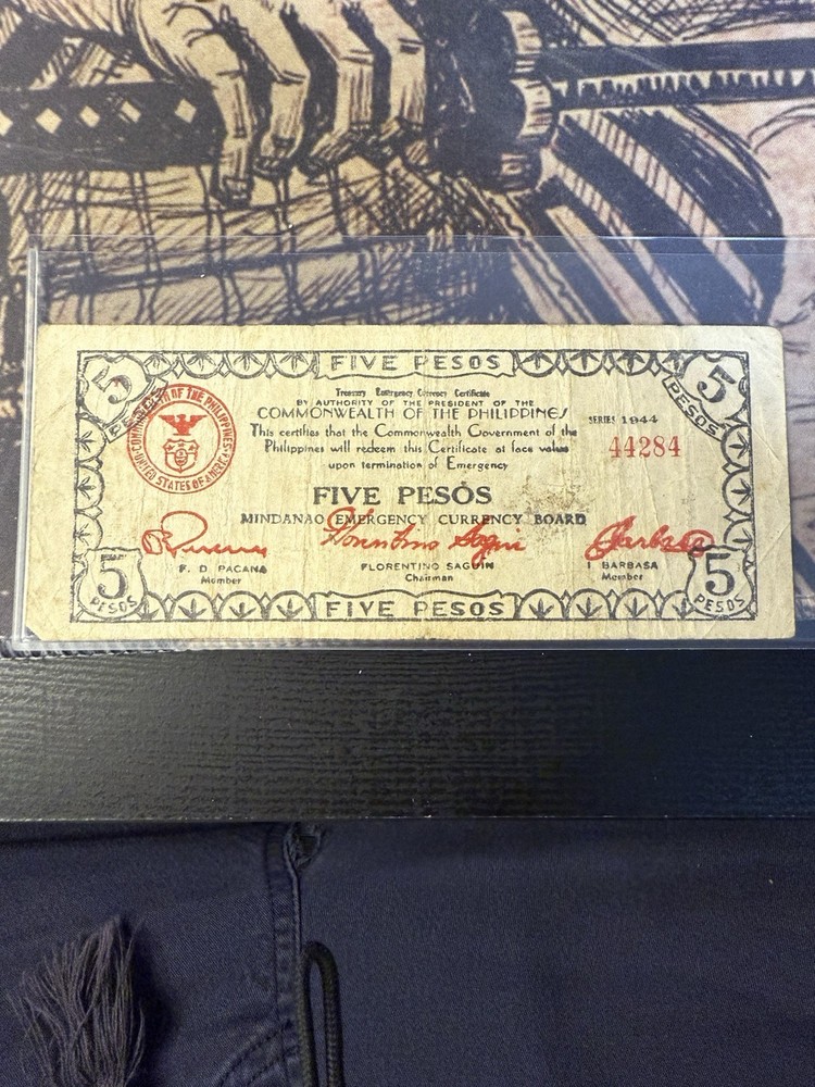 Philippines Emergency Issue Mindanao Currency Board Five Pesos Note 1944