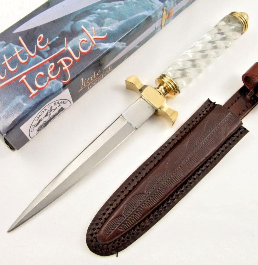 11" Medieval Ice Blade Dagger – Double-Edged Commando Knife w/ Leather Sheath