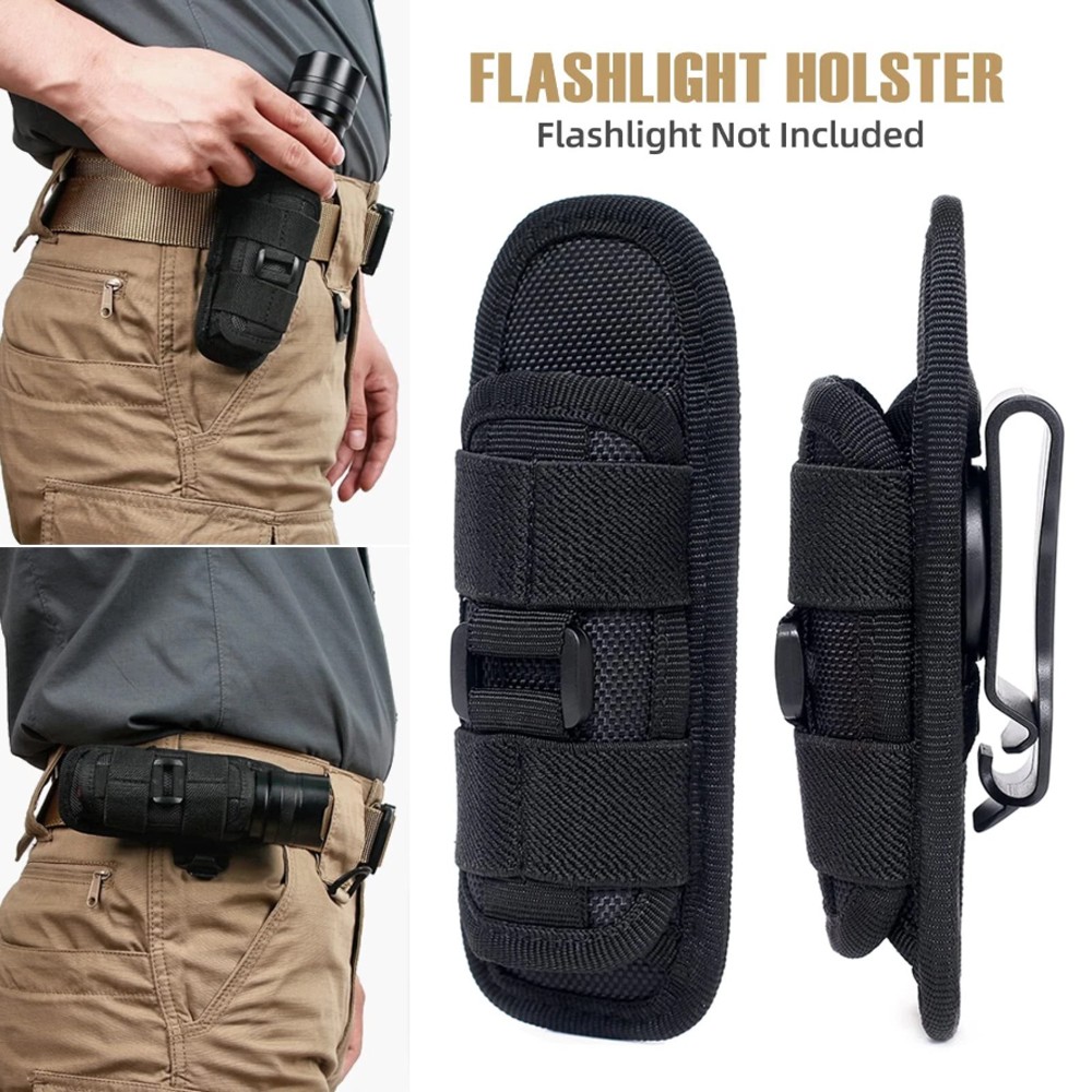 360° Rotatable Green Tactical Flashlight Holster Stretchable Clip Holder Pouches