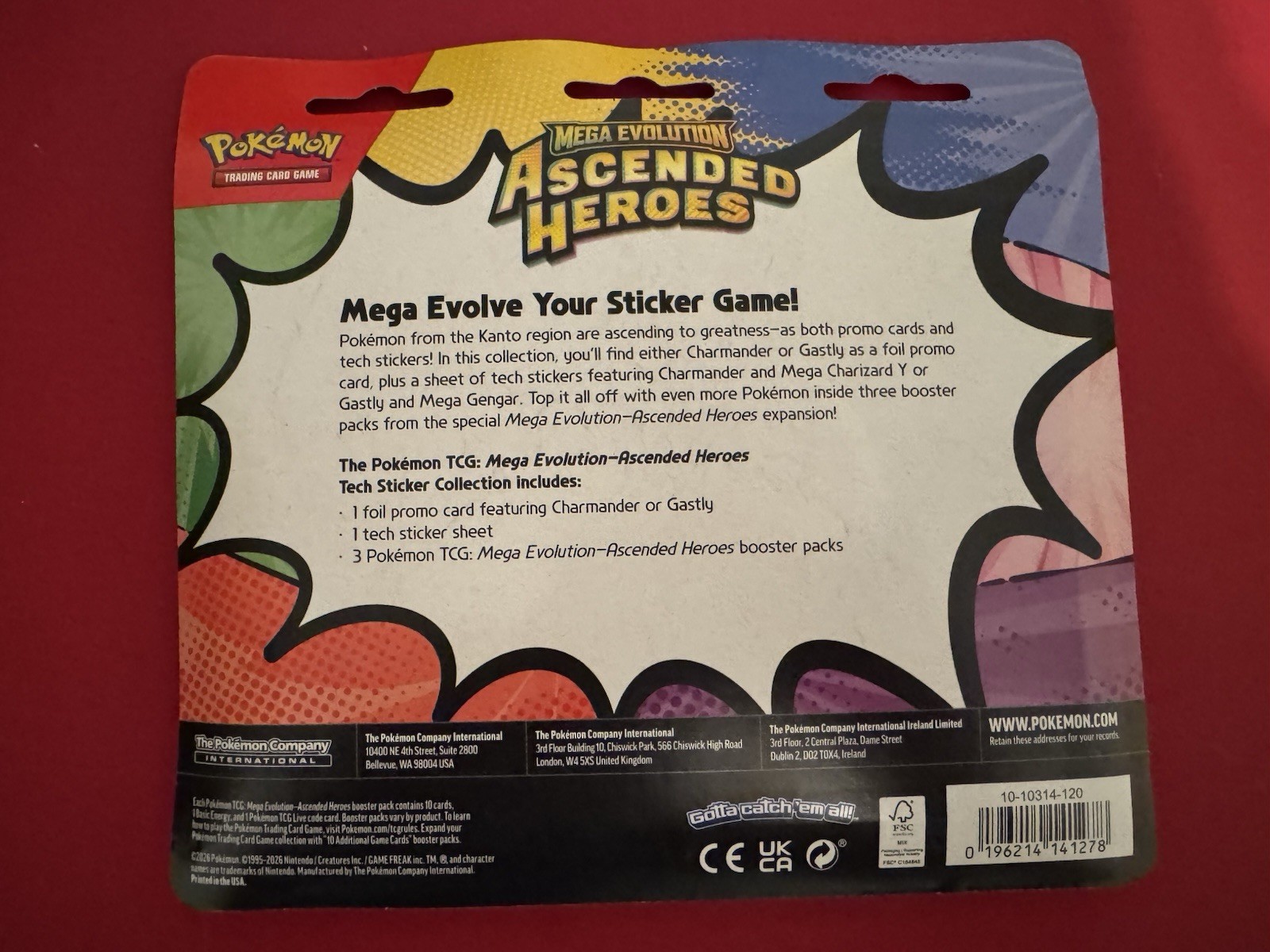 Pokemon TCG Mega Evolution ASCENDED HEROES Tech Sticker Collection Gastly 3-pack