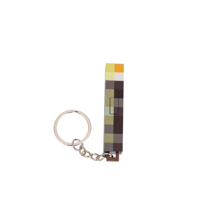Minecraft Torch LED Keychain Flashlight Light Up Mini Rechargeable Backpack