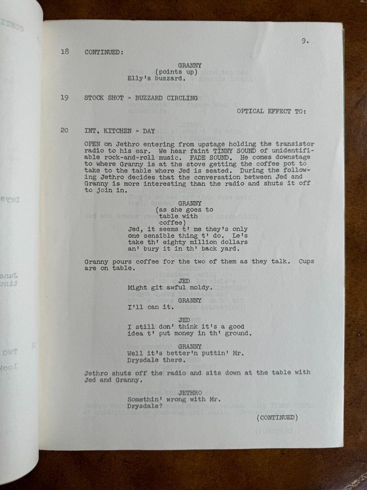 Original THE BEVERLY HILLBILLIES Tv Script - A Bundle For Britain 1968