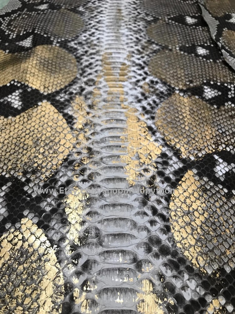 Genuine Python Leather, Natural Python leather, Hide Snake Skin, Gold SnakeSkin