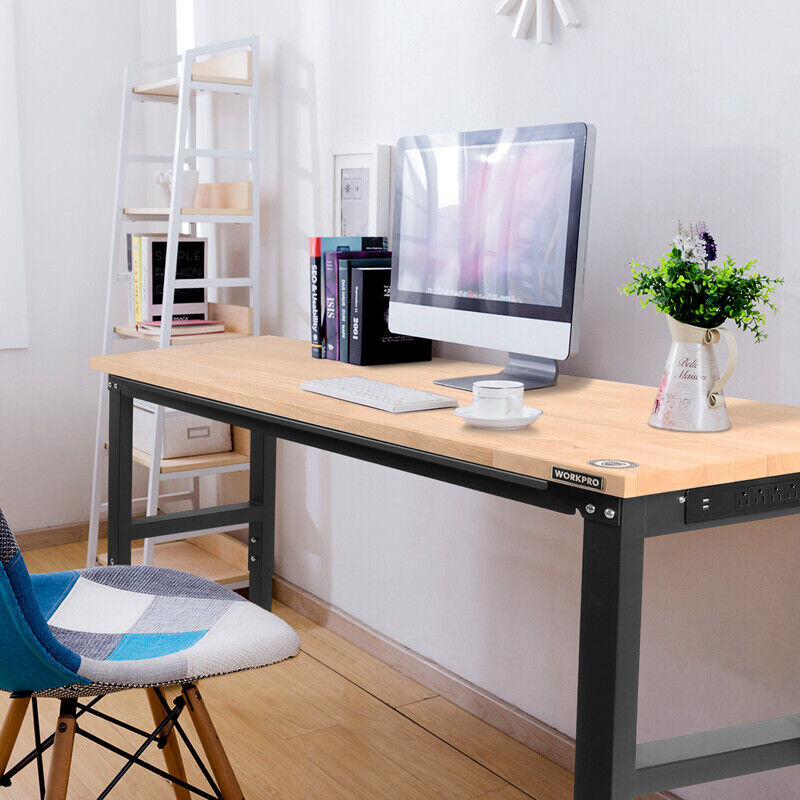 WORKPRO 48" Adjustable Workbench HeavyDuty Rubber Wood Work Table Multi-Function