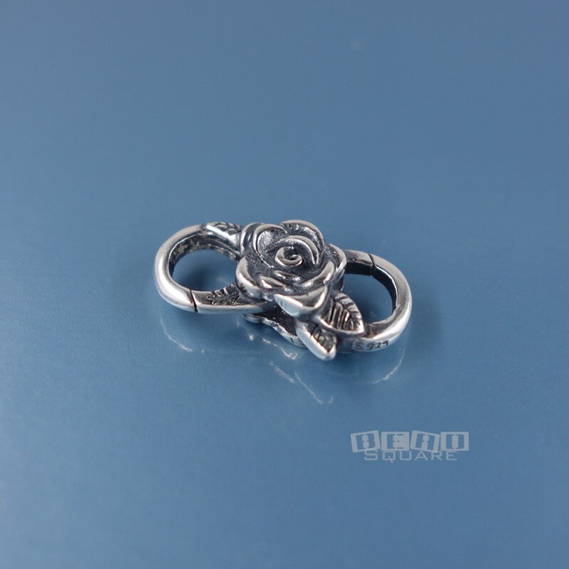 Sterling Silver Rose Floral Infinity Double Lobster Claw Clasp Connector #33218