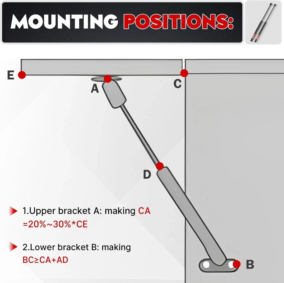 2pc 17" 100lb Gas Struts with Brackets for RV Bed Heavy Duty Lid Hatch C16-10171
