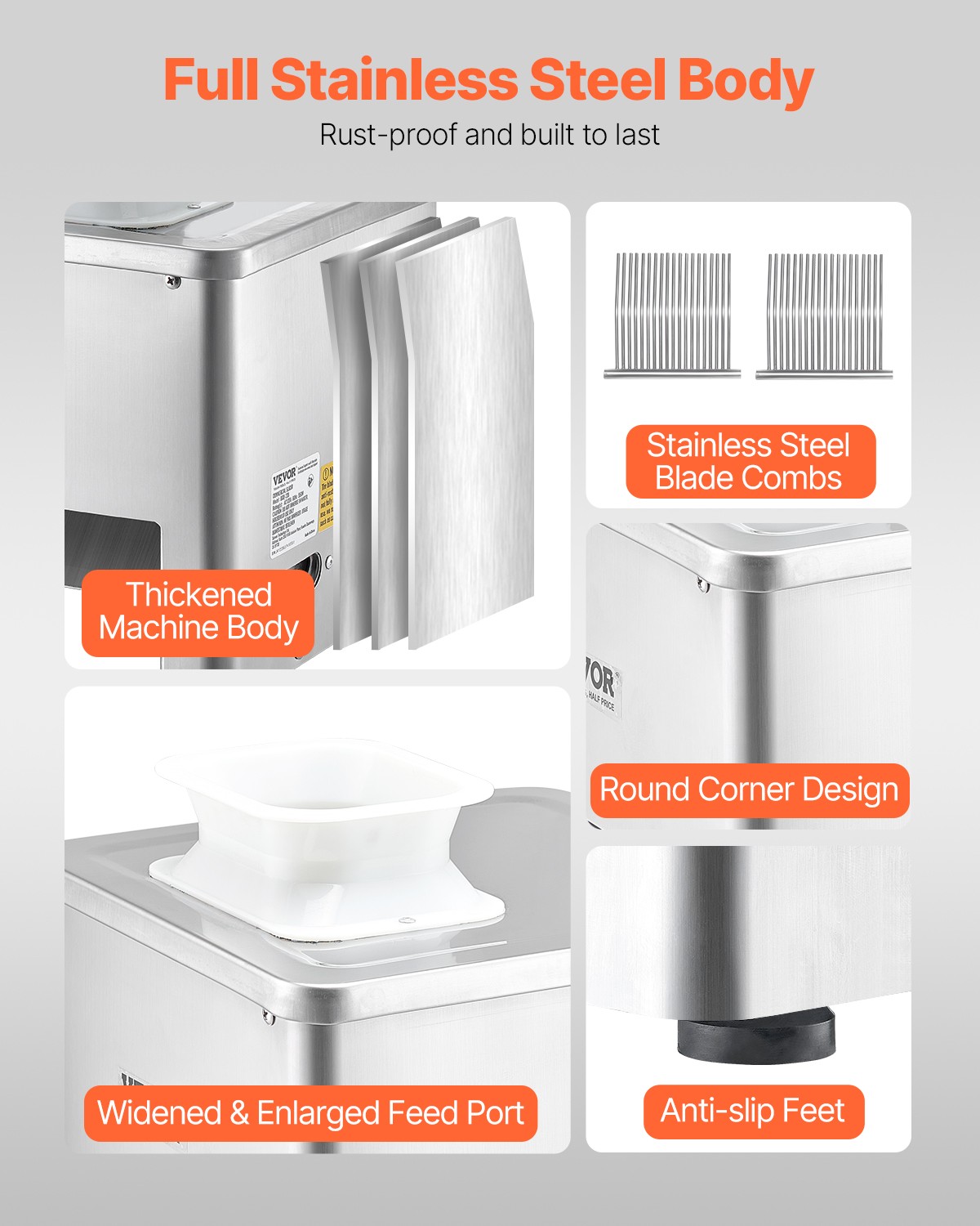 VEVOR Electric Meat Cutter 550W 3.5m Commercial Meat Slicer Cutting Machine